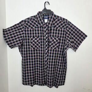 Wrangler Black Multicolor Plaid Pearl Snap Button Up Western Shirt Size 3XL Tall